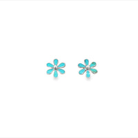 Silver Turquoise Flower Studs