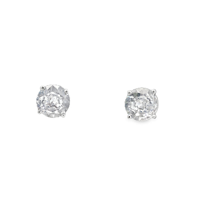 Ss Rhodium Plated 6Mm Round Cz Studs