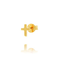 Sterling Silver Yellow Gold Plated Small Cross Stud Earrings