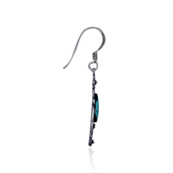 Silver Filigree Drop Earrings With Paua