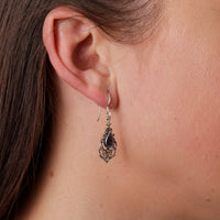 Silver Filigree Drop Earrings With Paua