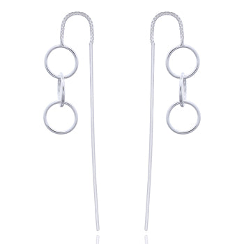 Silver Multi Circle Thread Earrings