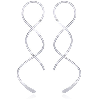 Silver Double Twist Thread Earrings