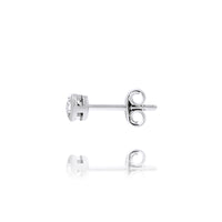 Sterling Silver Rhodium Plated 4Mm Round Bezel Set CZ Studs