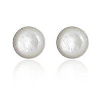 Silver White Mother Of Pearl Disc Studs