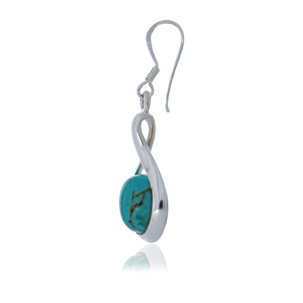 Silver Oval Drop Turquoise Earrings