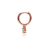 Rose Gold Plated Huggie Earrings With Drop CZ
