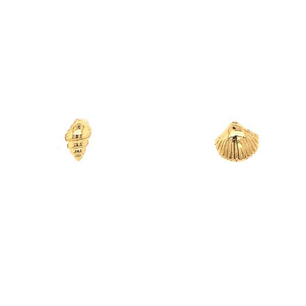 Yellow Gold Plated Mismatched Shell Studs