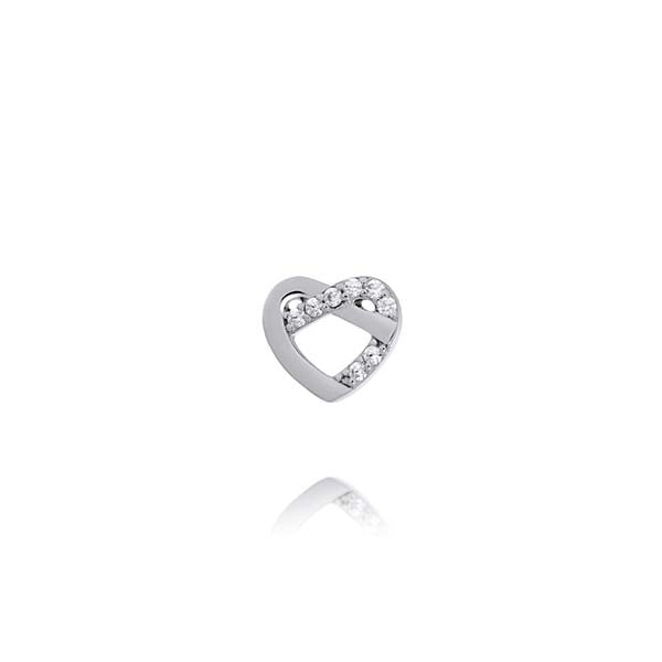 Lustra Sterling Silver Rhodium Plated Crossover Heart Stud Earrings With Clear Czs