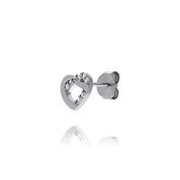 Lustra Sterling Silver Rhodium Plated Crossover Heart Stud Earrings With Clear Czs