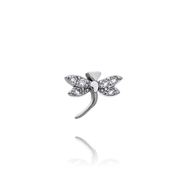 Silver Dragonfly Stud Earrings With CZ
