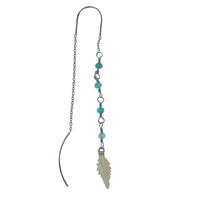Silver Thread Earrings With Amazonite Beads