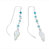 Silver Thread Earrings With Amazonite Beads