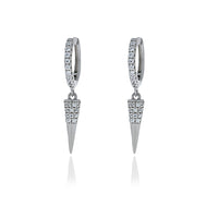 Silver CZ Spike Drop Earrings