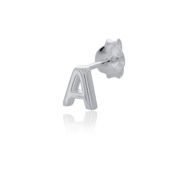 Mojo Silver Single Initial A Stud Earring