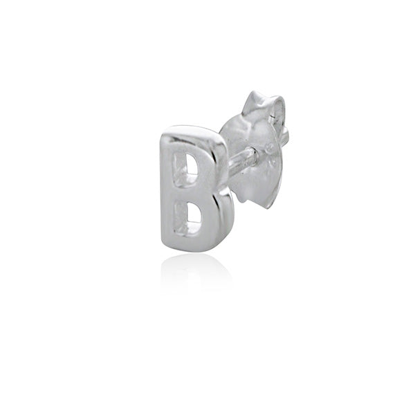 Mojo Silver Single Initial B Stud Earring