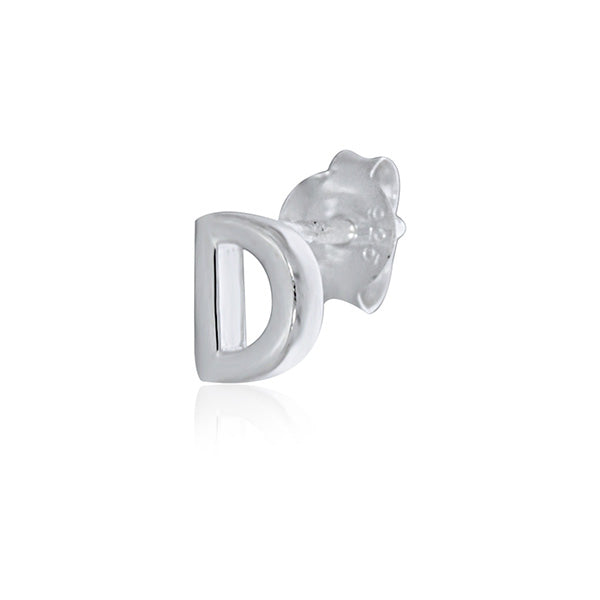 Mojo Silver Single Initial D Stud Earring