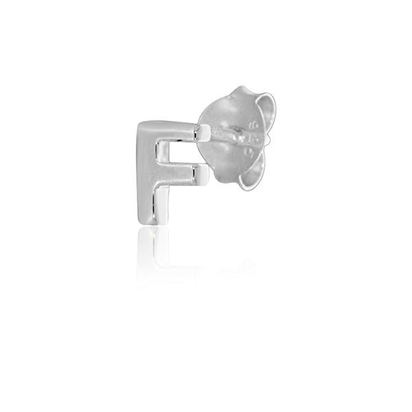 Mojo Silver Single Initial F Stud Earring