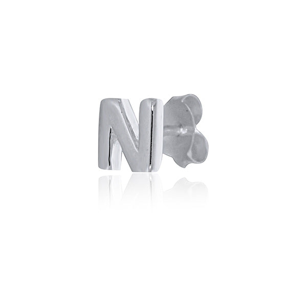 Mojo Silver Single Initial N Stud Earring