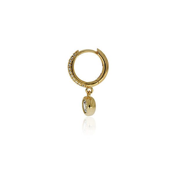 Yellow Gold Plated Cz Huggies With Cz Drop