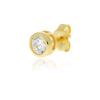 Yellow Gold Plated Round Bezel Set Cz Stud Earrings