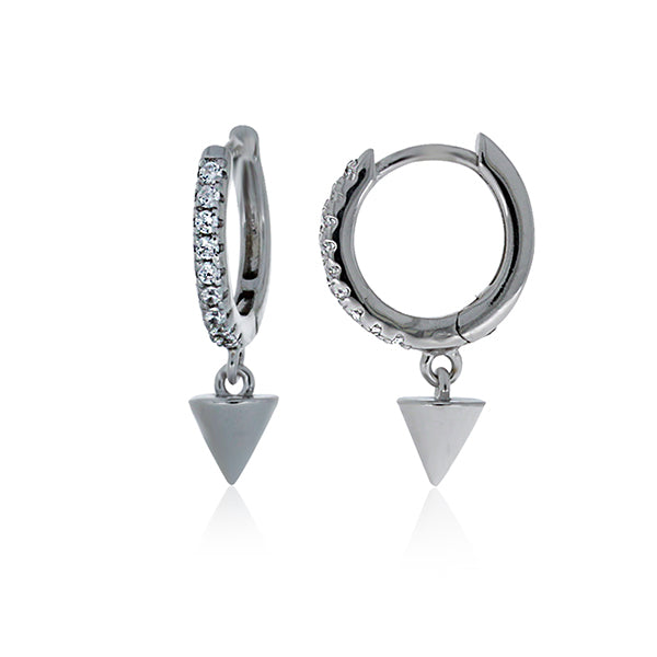 Silver CZ Mini Spike Drop Earrings