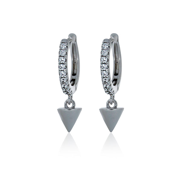 Silver CZ Mini Spike Drop Earrings