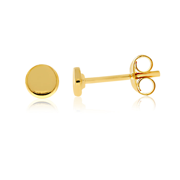 Yellow Gold Plated Small Polished Stud Earrings