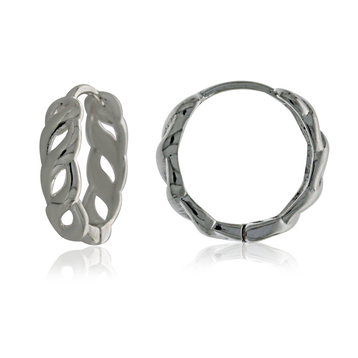 Silver Medium Open Twist Huggie Earrings