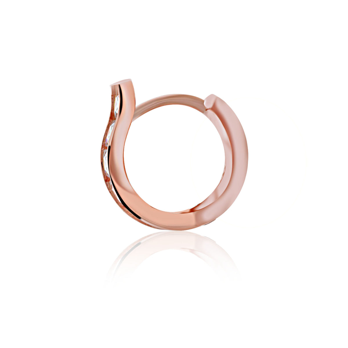 Rose Gold Plated Channel Set Cz Huggie Earrings