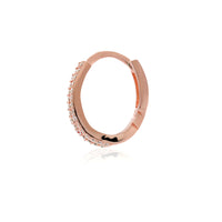 Lustra Sterling Silver Rose Gold Plated Split Hoop Cz Set Huggie Earrings