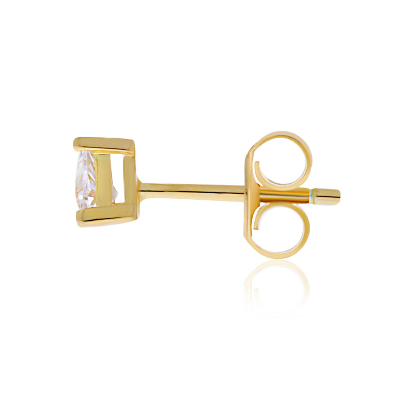Yellow Gold Plated Trilliant Cz Studs