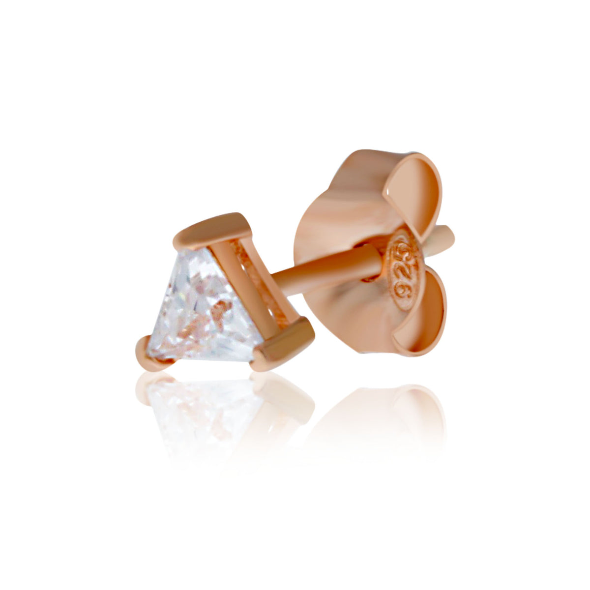 Rose Gold Plated Trilliant Cz Studs