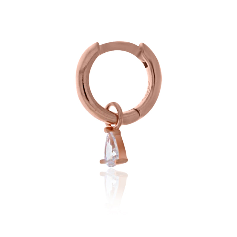Rose Gold Plated Huggies With Pear Shaped Cz Drop