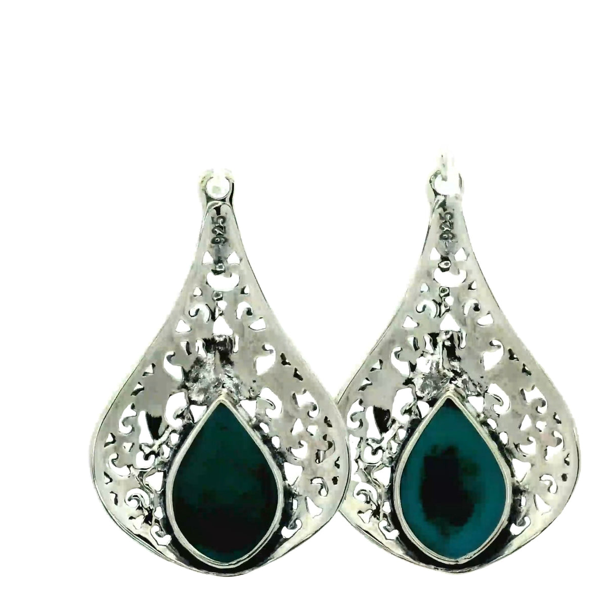 Onatah Sterling Silver Filigree Drop Earrings With Turquoise