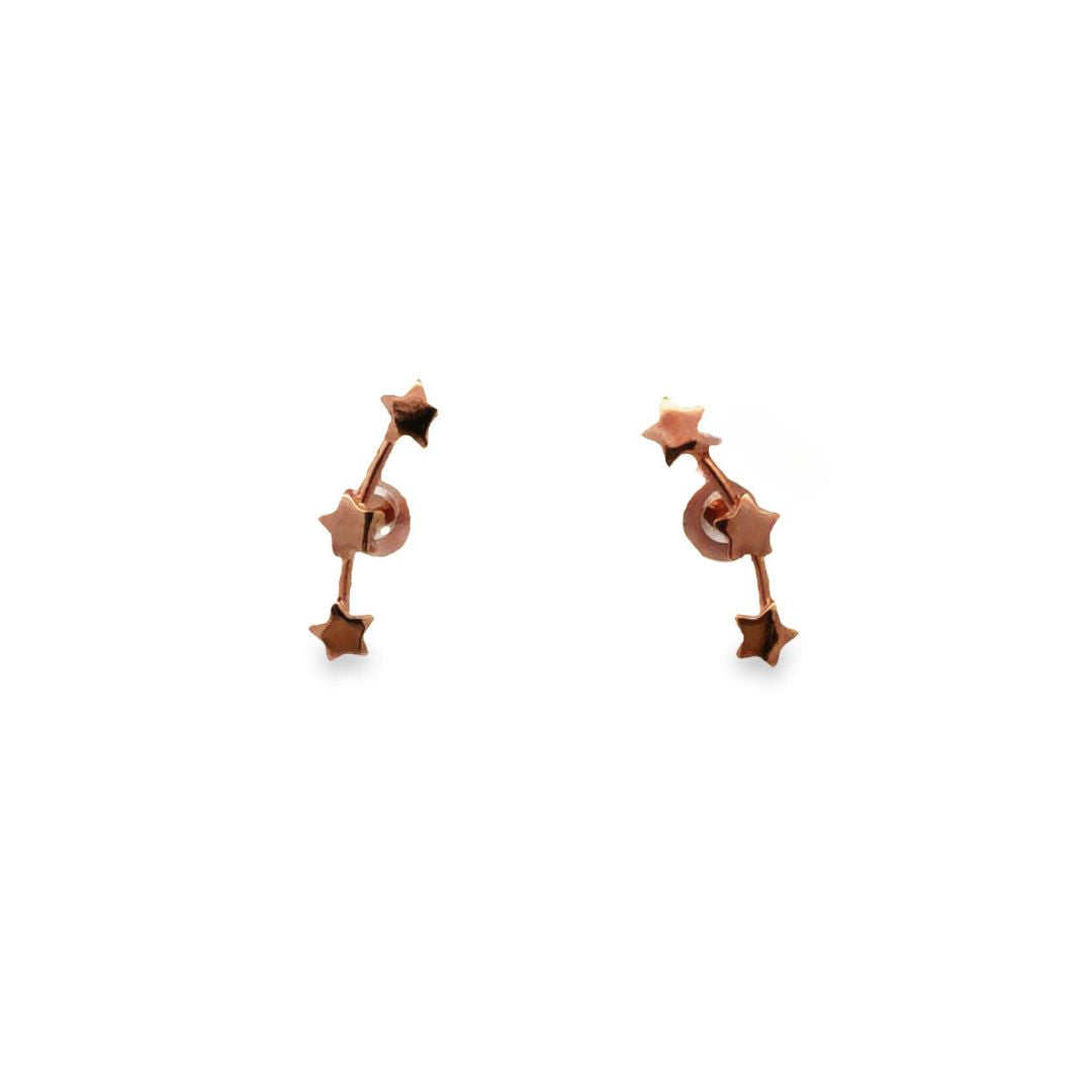 Onatah Sterling Silver Rose Gold Plated Climber Stud Earrings With Stars