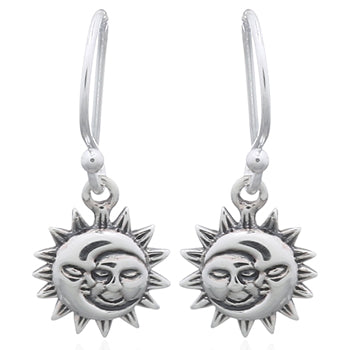 Onatah Sterling Silver Sun/Moon Drop Earrings With Shep Hooks