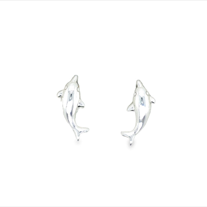 Onatah Sterling Silver Dolphin Drop Stud Earrings