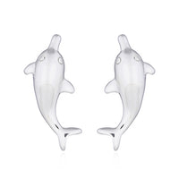 Onatah Sterling Silver Dolphin Drop Stud Earrings