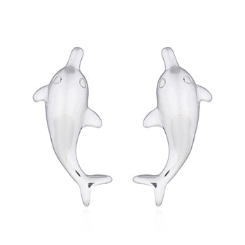 Onatah Sterling Silver Dolphin Drop Stud Earrings