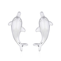 Onatah Sterling Silver Dolphin Drop Stud Earrings