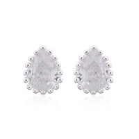 Onatah Sterling Silver Pear Shape Cz Stud Earrings With Milgrain Edge