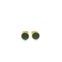 Sterling Silver Yellow Gold Plated Created Emerald Stud Earrings