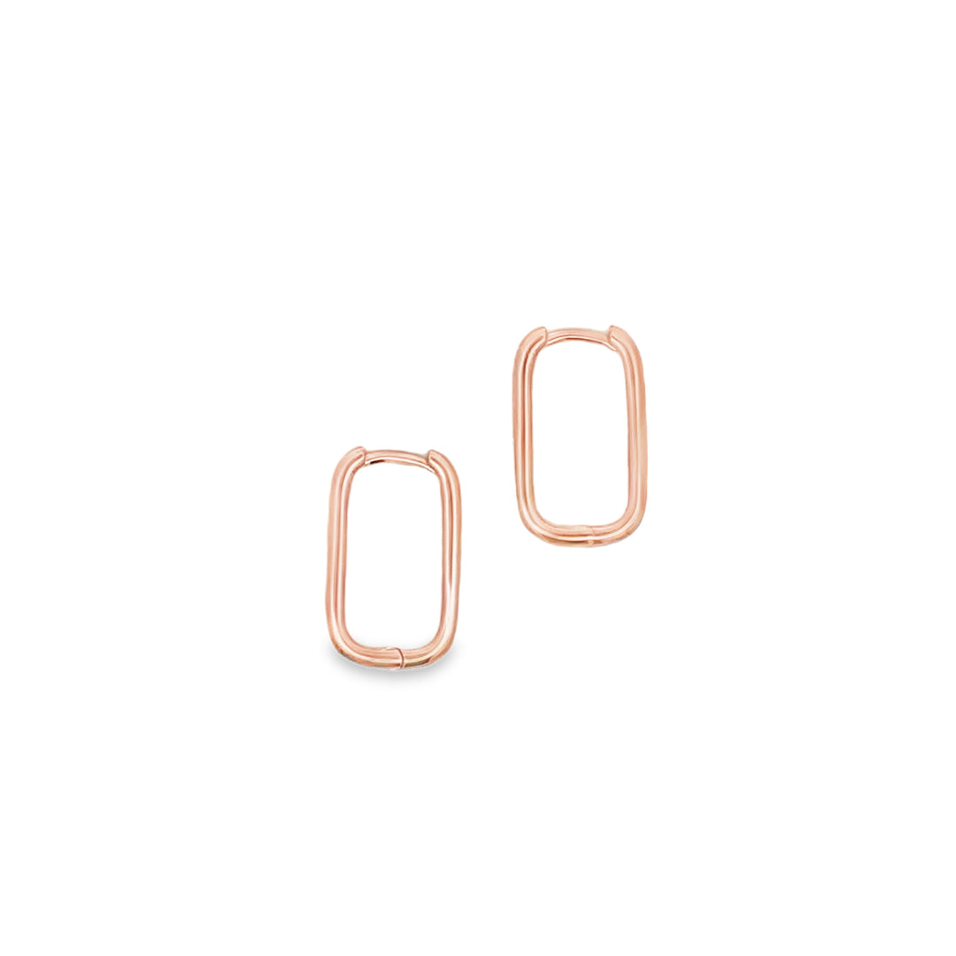 Lustra Sterling Silver Rose Gold Plated Rectangle Huggies