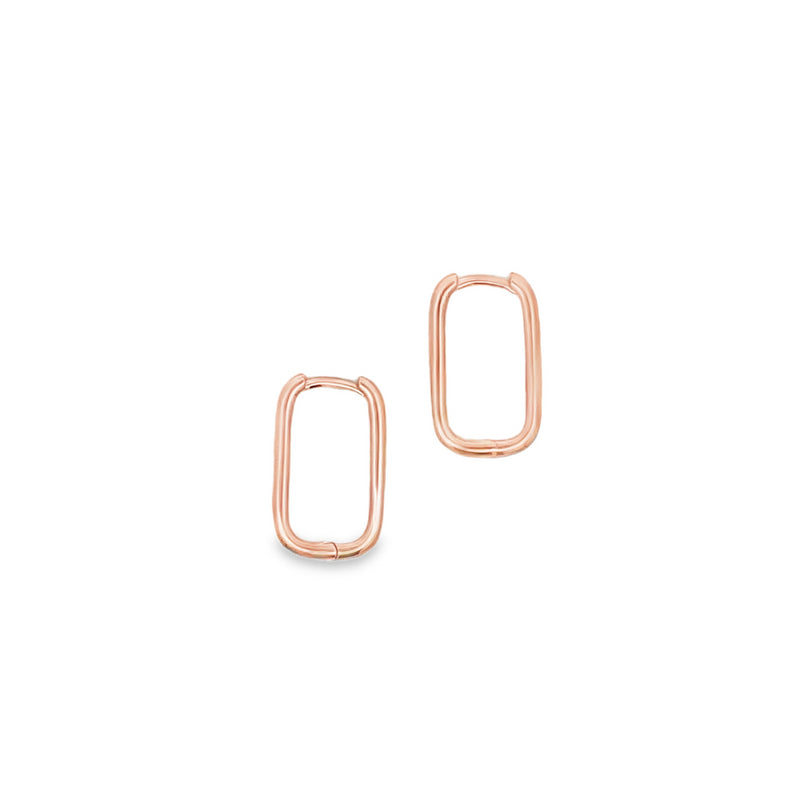 Lustra Sterling Silver Rose Gold Plated Rectangle Huggies