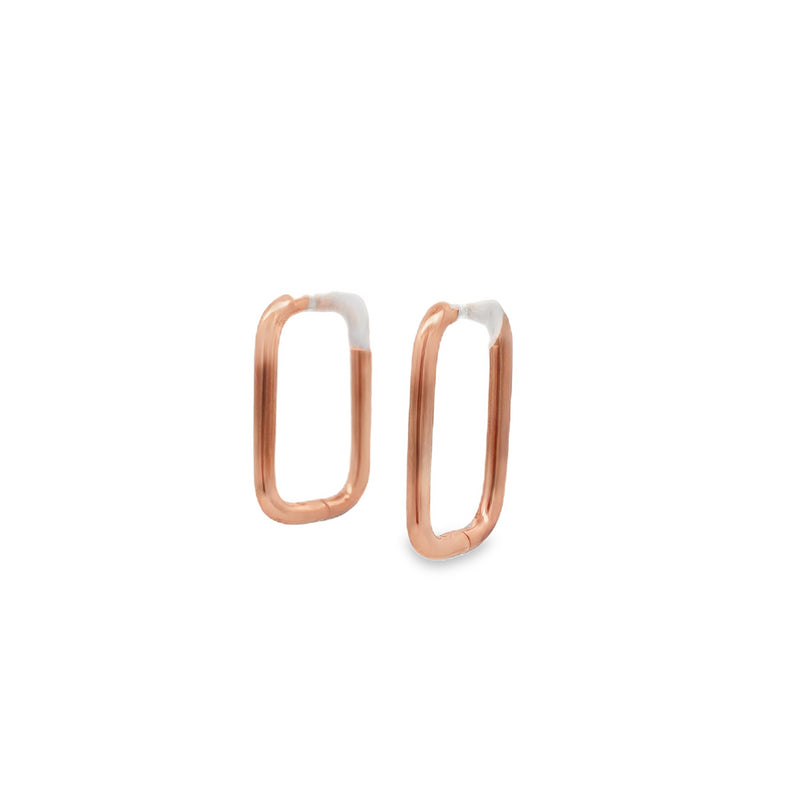 Lustra Sterling Silver Rose Gold Plated Rectangle Huggies
