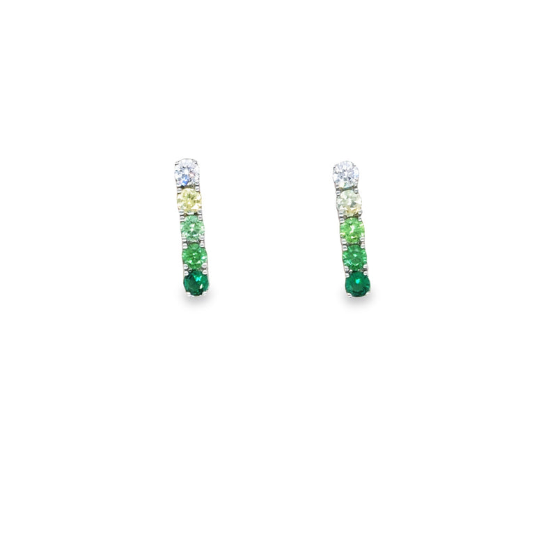 Onatah Sterling Silver Rhodium Plated Ombray Green CZ Studs