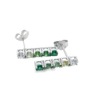 Onatah Sterling Silver Rhodium Plated Ombray Green CZ Studs