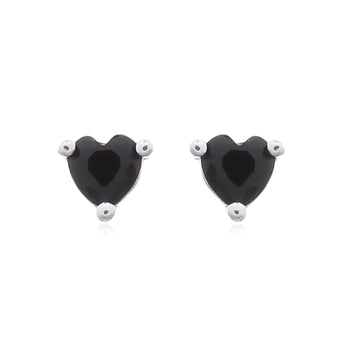 Olivia Sterling Silver Heart Black Cz Stud Earrings