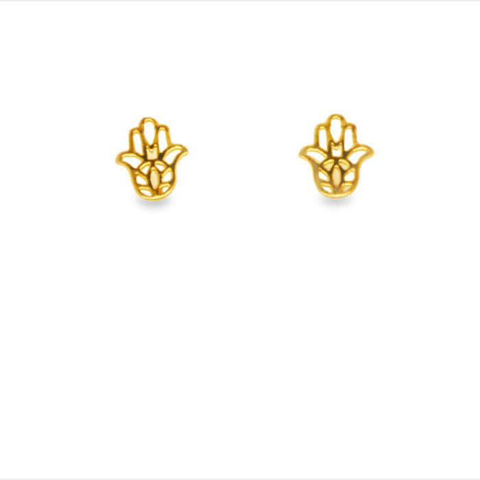 Silver Gold Plated Hamsa Hand Stud Earrings